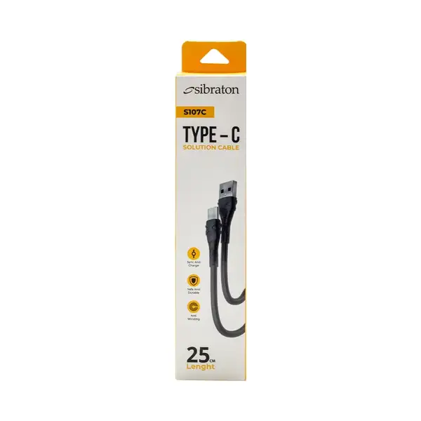 کابل تبدیل USB به USB-C سیبراتون مدل S107C طول 0.25 متر