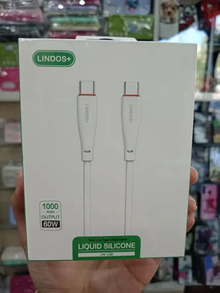 کابل سیلیکونی لیندوس پلاس مدل LN-C30 دو سر تایپ سی 60W