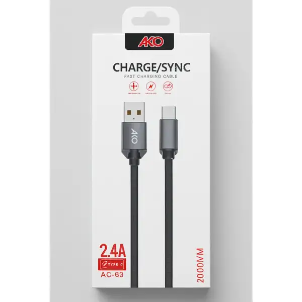 کابل شارژ دوسر TYPE C آکو مدل AKO AC-63