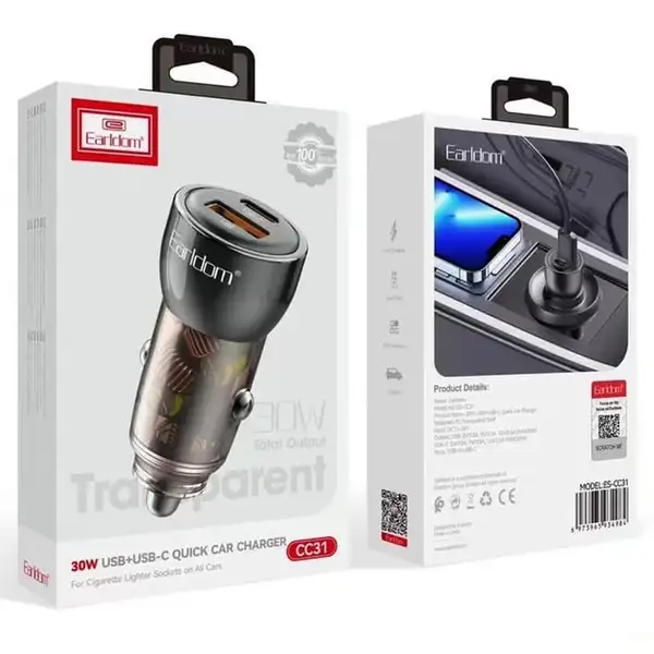 شارژر فندکی 30 وات EARLDOM مدل CC31