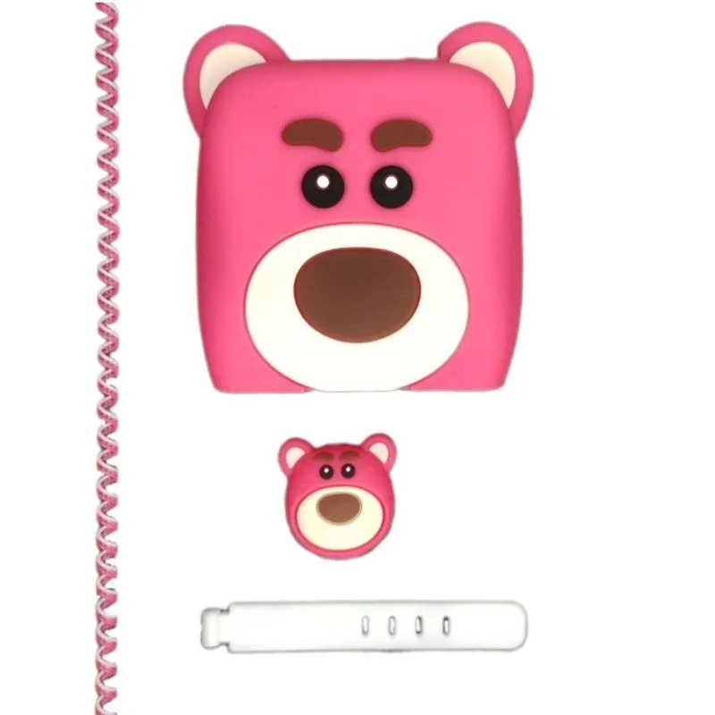 محافظ آداپتور و کابل شارژر عروسکی طرح خرس صورتی gallery0