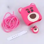 محافظ آداپتور و کابل شارژر عروسکی طرح خرس صورتی thumb 3