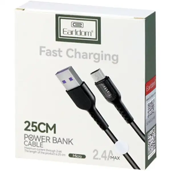 کابل پاور بانک فست شارژ 25 سانتی Earldom